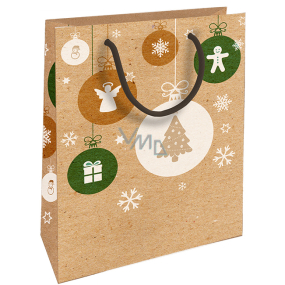 Nekupto Gift kraft bag 25 x 8 x 19 cm Christmas angel, snowflakes, tree 593 WKHM