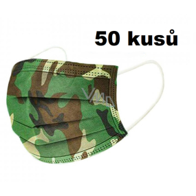 Veil 3 layers protective medical non-woven disposable, low breathing resistance 50 pieces Camouflage
