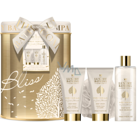 Grace Cole Warm Vanilla & Sweet Almond Shower Gel 150 ml + Body Cream 150 ml + Bath Foam 250 ml + Bath Sponge + Tin Box, Cosmetic Set for Women