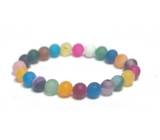 Agate multicoloured matt chakra bracelet elastic natural stone, ball 8 mm / 16-17 cm