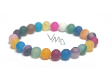 Agate multicoloured matt chakra bracelet elastic natural stone, ball 8 mm / 16-17 cm