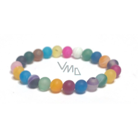 Agate multicoloured matt chakra bracelet elastic natural stone, ball 8 mm / 16-17 cm