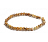 Jasper picture facet bracelet elastic natural stone, ball 4 mm / 16 - 17 cm, stone of positive energy