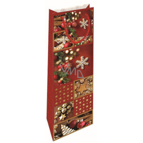 Nekupto Gift paper bag for bottle 33 x 10 x 9 cm Christmas gingerbread red