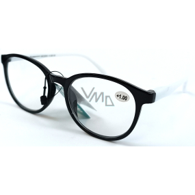 Berkeley Reading dioptric glasses +1.0 plastic, black white side frames 1 piece MC2253