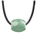 Jade Burmese green natural stone bead on leather 1.5 x 1.4 cm, love luck