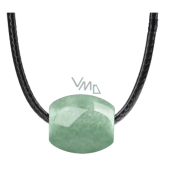 Jade Burmese green natural stone bead on leather 1.5 x 1.4 cm, love luck