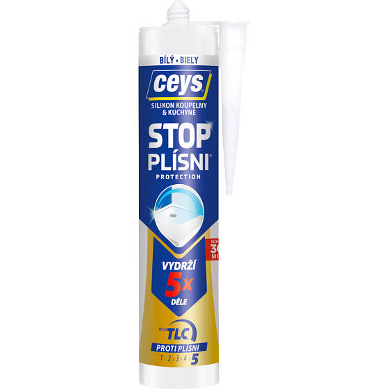 Ceys Stop Mold Sanitary Silicone, White, 280 ml