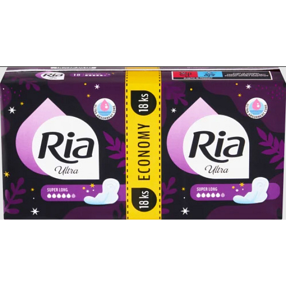 Ria Women's Ultra Super Long Pads Duopack, 18 pcs