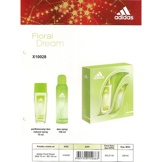 Adidas Floral Dream perfumed deodorant glass 75 ml + deodorant spray 150 ml, cosmetic set