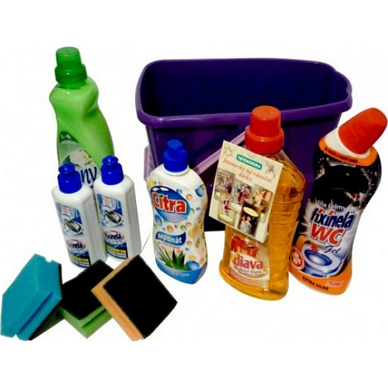 Tatrachema set of cleaners 6 pieces + sponge for dishes 3 pieces + bucket green 1 piece