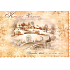 Nekupto Postcard Beautiful Christmas beige teeth, cottages and church