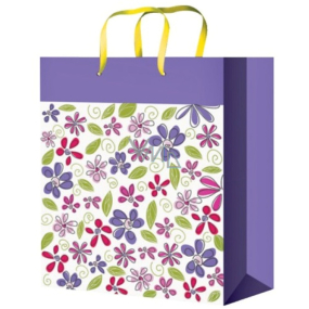 Angel Gift paper bag 23 x 18 x 10 cm purple with flowers