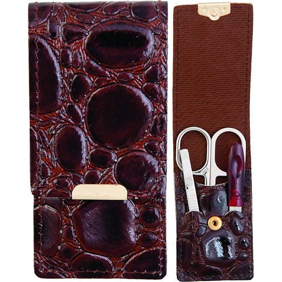 Dup Manicure Croco Leather 3 Pieces Brown Pattern 6016/5403