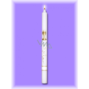 Lima Church Baptism - St. Communion candle white decorated with gold chalice 25 x 360 mm 1 piece
