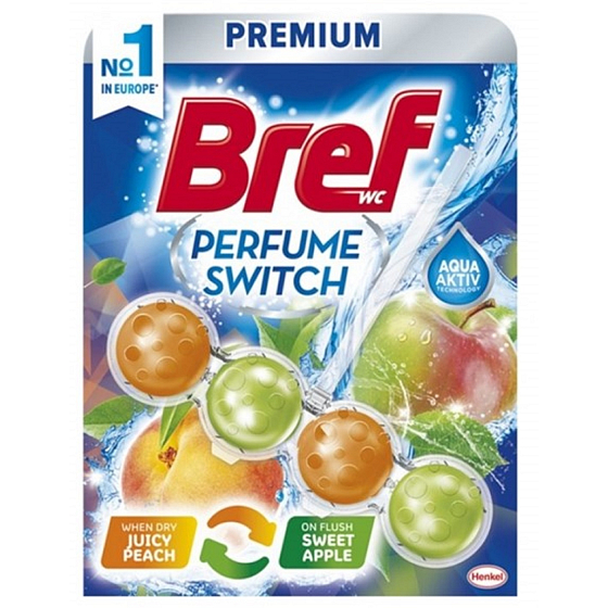 Bref Parfume Switch Peach Apple toilet block with peach and red apple scent 50g