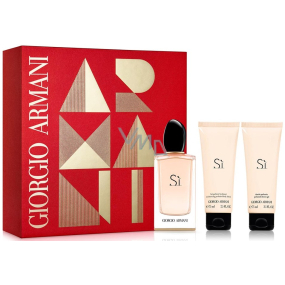 Giorgio Armani Sí perfumed water for women 100 ml + body lotion 75 ml + shower gel 75 ml, gift set