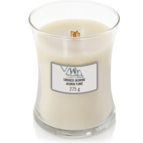 WoodWick Smoked Jasmine - Smoke jasmine scented candle with wooden wick and lid glass medium 275 g