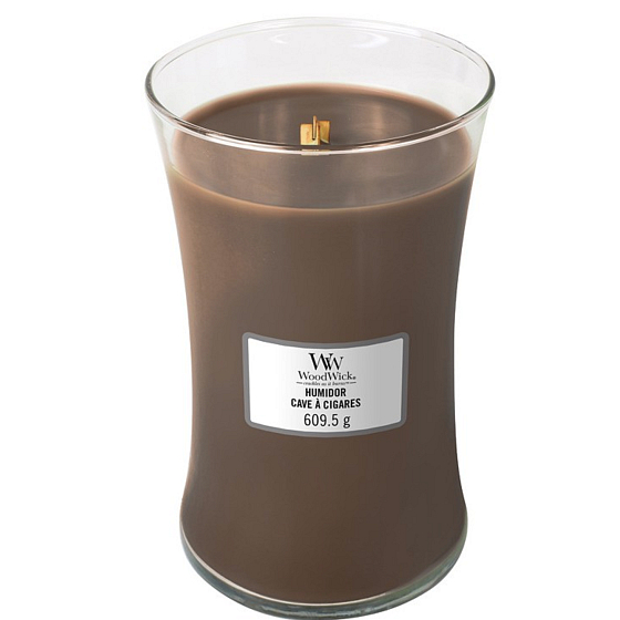 WoodWick Humidor - Cigar case scented candle with wooden wick and lid glass large 609.5 g