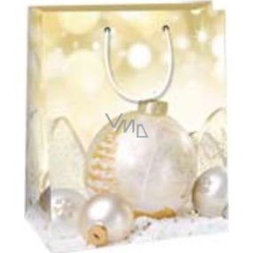 Ditipo Gift paper bag 26.4 x 13.6 x 32.7 cm Christmas gold - white flasks