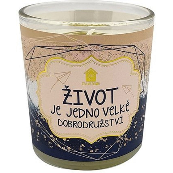 Nekupto Cosy home Life is one big adventure gift scented candle in glass 9 x 9,5 cm