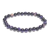 Tiger eye purple bracelet elastic natural stone, ball 6 mm / 16-17 cm, stone of the sun and earth, brings luck and wealth