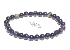 Tiger eye purple bracelet elastic natural stone, ball 6 mm / 16-17 cm, stone of the sun and earth, brings luck and wealth