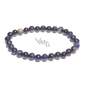 Tiger eye purple bracelet elastic natural stone, ball 6 mm / 16-17 cm, stone of the sun and earth, brings luck and wealth