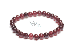 Garnet red elastic bracelet, ball 6 mm / 16 - 17 cm, stone of fire, love