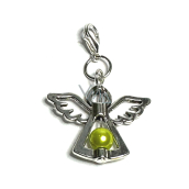 Guardian angel pendant with light green seed bead 29 x 37 mm