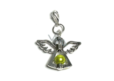 Guardian angel pendant with yellow seed bead 29 x 37 mm