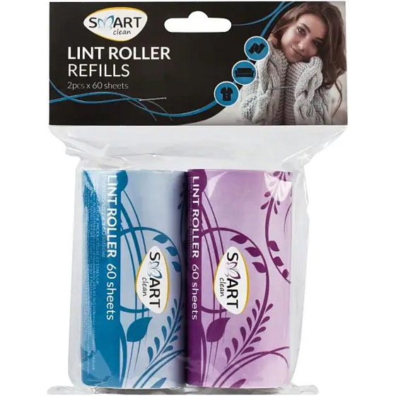 Smart Clean Lint Roller Clothing Adhesive Roller replacement 2 x 60 sheets