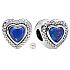 Charm Sterling Silver 925 Heart with Blue Crystal, Bead for Love Bracelet