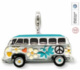 Charm Sterling silver 925 Volkswagen Bus, lobster clasp pendant on travel bracelet