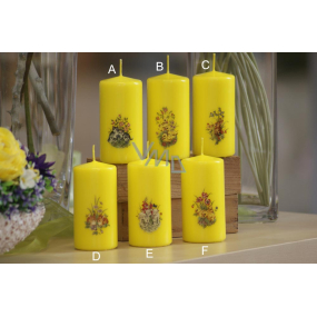 Lima Spring motif candle yellow cylinder 50 x 100 mm 1 piece