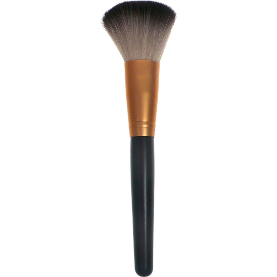 Cosmetic brush with synthetic bristles for powder straight black-copper 18,5 cm 30450