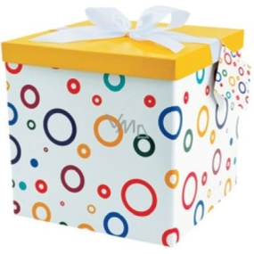 Angel Folding gift box with ribbon With circles 25 x 25 x 14.5 cm