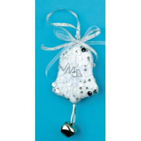 White bell decorated with sequins with 11 cm bell