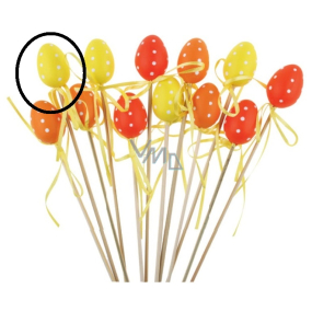 Plastic egg with polka dots yellow recess 4 cm + skewers
