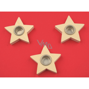 Candle holder wooden star 6 cm, 3 pieces (hole 1,5 cm)
