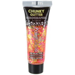 Diva & Nice Chunky Glitter Holographic UV Decorative Gel for Body and Face Rainbow Rave - Pink 13 ml