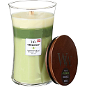 WoodWick Trilogy Garden Oasis - Garden oasis scented candle with wooden wick and lid glass medium 275 g