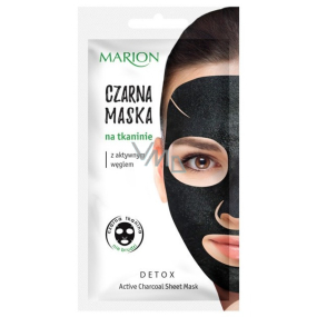Marion Detox Black with activated charcoal for sebum control black fabric face mask 1 piece