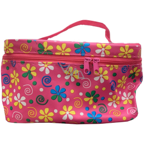 Cosmetic bag Pink with flowers 18,5 x 11,5 x 11 cm