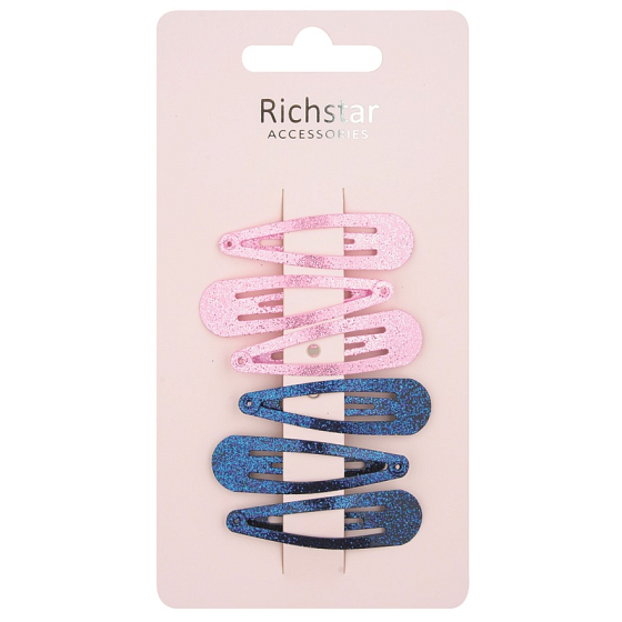 Richstar Accessories Glitter Hair Clips 5 cm 6 pieces