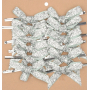 Velvet bow narrow silver glittering 8 cm 12 pieces