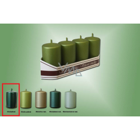 Lima Candle smooth metal green cylinder 40 x 70 mm 4 pieces