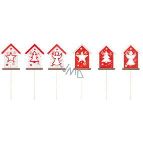 House wooden recess Red and white 8.5 cm + skewers, various colors and motifs