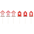 Wooden House Pick Red and White 8.5 cm + Skewer, Various Colors and Designs