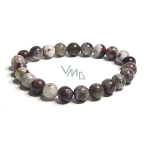 Tourmaline bracelet elastic natural stone, ball 8 mm / 16 - 17 cm, guardian of good mood